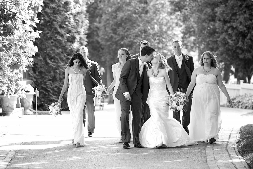 black and white wedding photography|wedding party outdoor