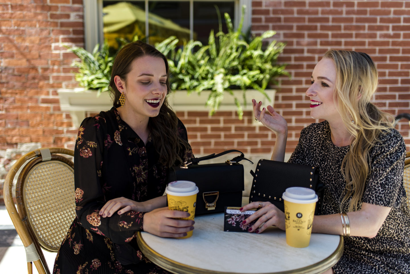 stylish women meeting for coffee after work 