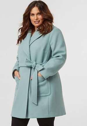 Knit Plus Size Wrap Coat (three pastel colours)