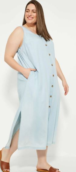 Button-Front Maxi Dress (two colours & plus size options)