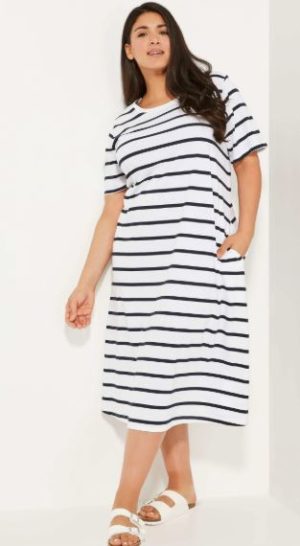Plus-Size Striped T-Shirt Dress
