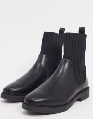 chunky sock boots in black