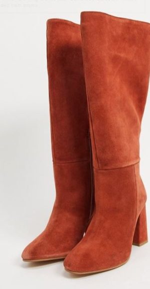 suede pull-on boots in orange