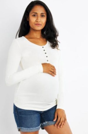 Button Front Ribbed Maternity Top