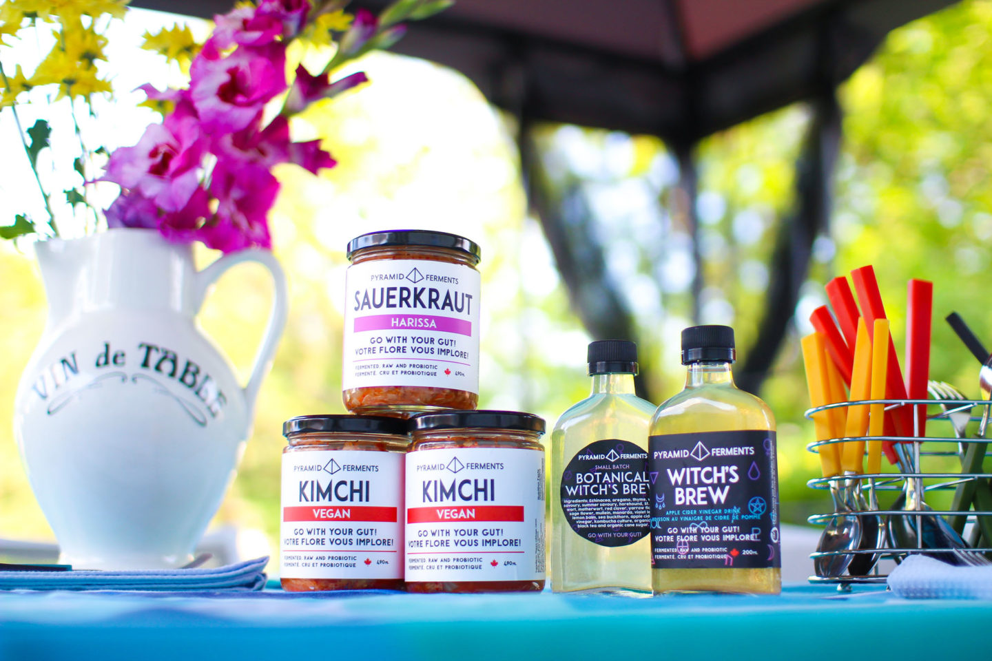 pyramid ferments products including kimchi jars, sauerkraut, and witch's brew