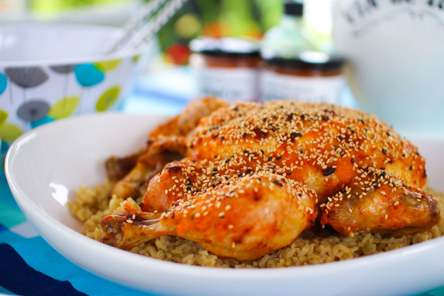 kimchi roast chicken recipe with sesame seeds