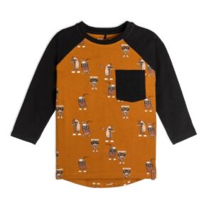 Long Sleeve Top With Pocket Food & Glasses Print